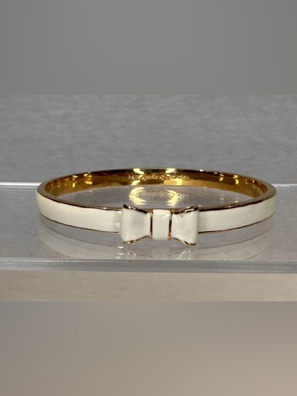 Kate Spade New York TAKE A BOW Gold & Cream CLASSIC Bangle Bracelet Stacking